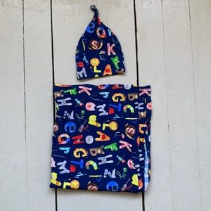 Little Sleepies Alphabet Friends Swaddle and Hat Set